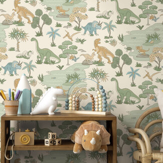 Dutch Wallcoverings Adventure Awaits - Dino Zoo Cream/Multi