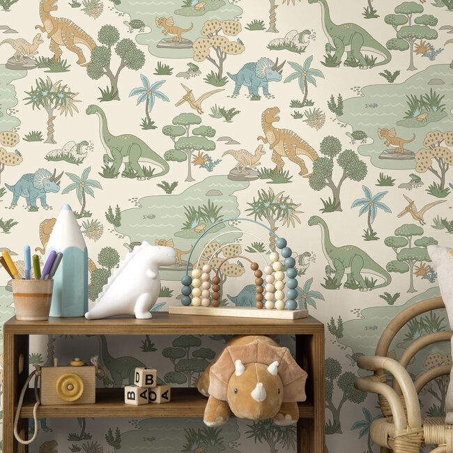Dutch Wallcoverings Dutch Wallcoverings - Adventure Awaits - Dino Zoo Cream/Multi - Cream/Multi - 14012