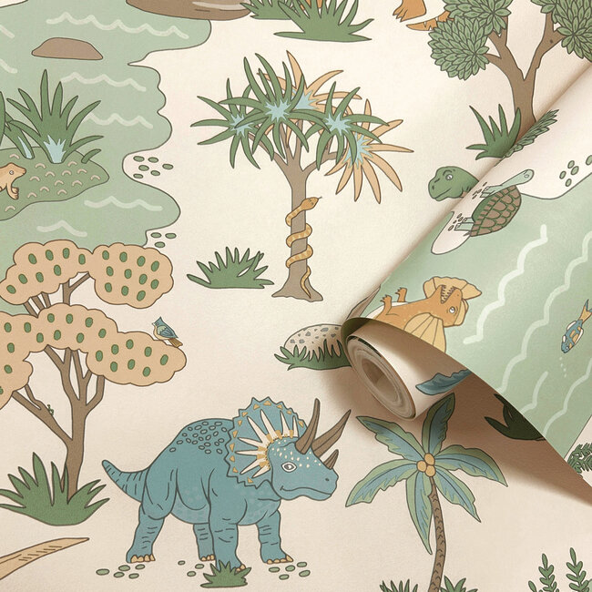 Dutch Wallcoverings Dutch Wallcoverings - Adventure Awaits - Dino Zoo Cream/Multi - Cream/Multi - 14012