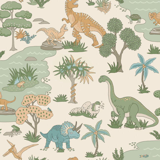 Dutch Wallcoverings Dutch Wallcoverings - Adventure Awaits - Dino Zoo Cream/Multi - Cream/Multi - 14012