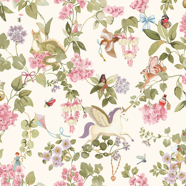 Dutch Wallcoverings Dutch Wallcoverings - Adventure Awaits - Away with the Fairies Cream/Multi - Cream/Multi - 14020