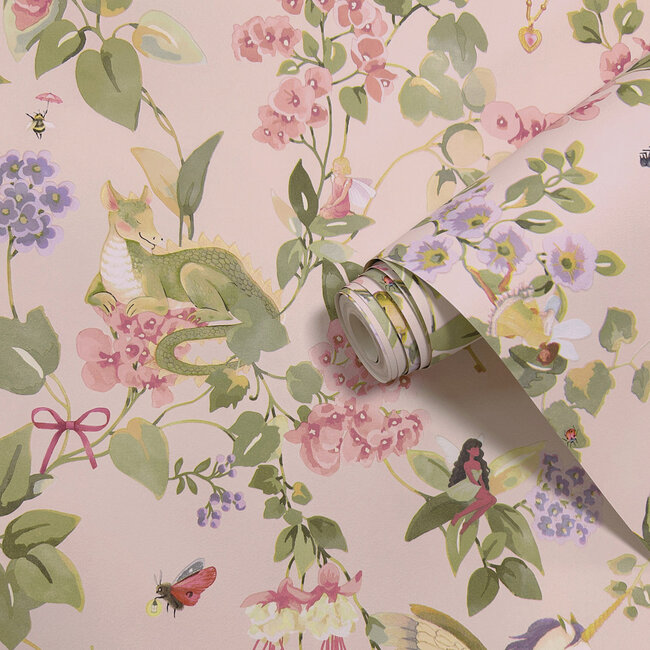 Dutch Wallcoverings Dutch Wallcoverings - Adventure Awaits - Away with the Fairies Pink - Pink - 14021