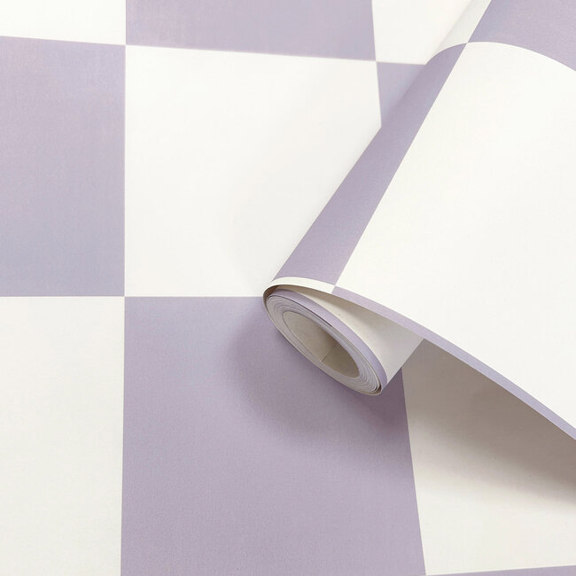 Dutch Wallcoverings Dutch Wallcoverings - Adventure Awaits - Check This Out! Lilac - Lilac - 14041