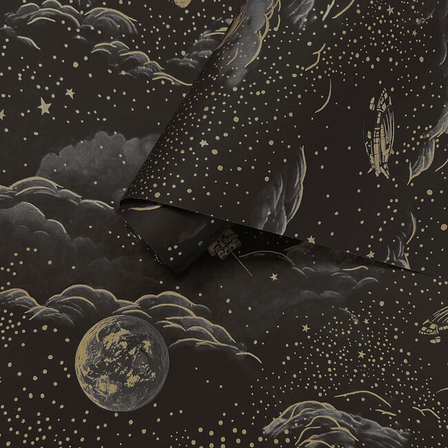 Dutch Wallcoverings Dutch Wallcoverings - Adventure Awaits - Lost In Space Black/Gold - Black/Gold - 14050