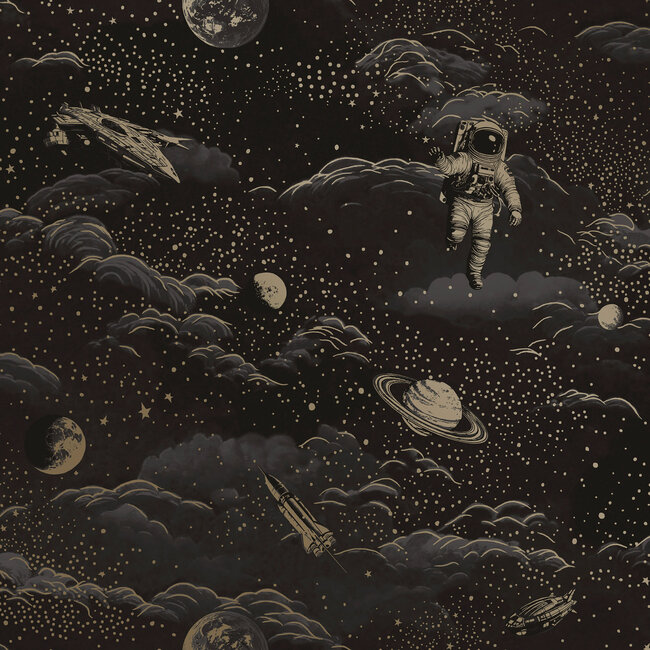 Dutch Wallcoverings Dutch Wallcoverings - Adventure Awaits - Lost In Space Black/Gold - Black/Gold - 14050