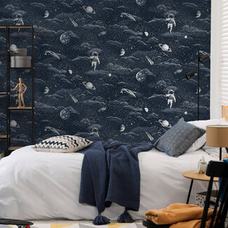 Dutch Wallcoverings Adventure Awaits - Lost In Space Midnight Blue/Silver