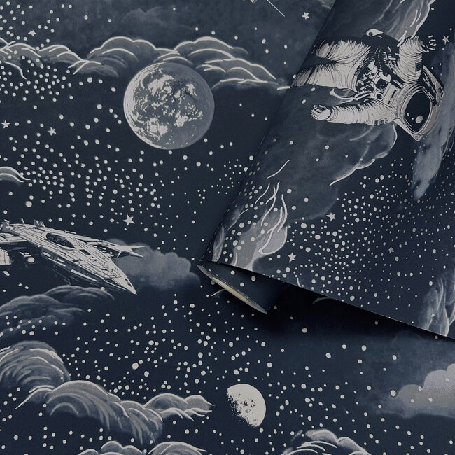 Dutch Wallcoverings Dutch Wallcoverings - Adventure Awaits - Lost In Space Midnight Blue/Silver - Blue/Silver - 14051