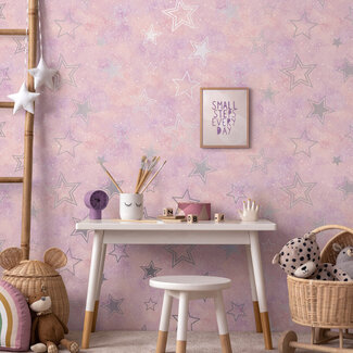 Dutch Wallcoverings Adventure Awaits - Stardust Pink/Silver