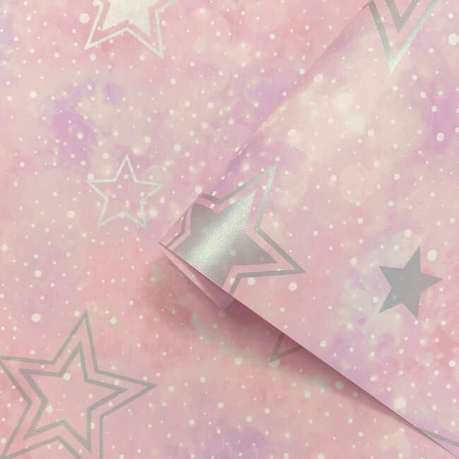 Dutch Wallcoverings Dutch Wallcoverings - Adventure Awaits - Stardust Pink/Silver - Pink/Silver - 14060