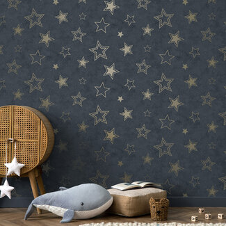 Dutch Wallcoverings Adventure Awaits - Stardust Midnight Blue/Gold