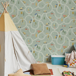 Dutch Wallcoverings Adventure Awaits - Roundabout Road Sage