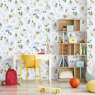 Dutch Wallcoverings Adventure Awaits - Roundabout Road Light Blue