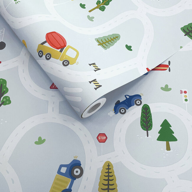 Dutch Wallcoverings Dutch Wallcoverings - Adventure Awaits - Roundabout Road Light Blue - Blue - 14082