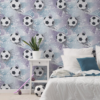 Dutch Wallcoverings Adventure Awaits - Football Frenzy Lilac/Silver