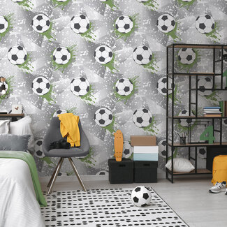 Dutch Wallcoverings Adventure Awaits - Football Frenzy Grey/Green