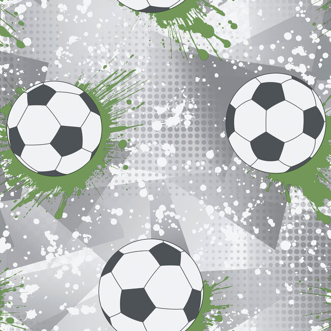Dutch Wallcoverings Dutch Wallcoverings - Adventure Awaits - Football Frenzy Grey/Green - Grey/Green - 14092