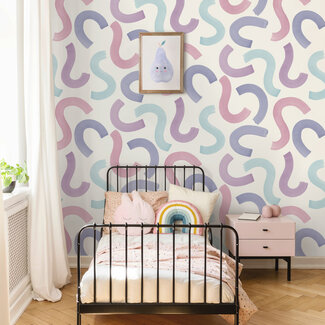 Dutch Wallcoverings Adventure Awaits - Curly Confetti Aqua/Lilac/Pink