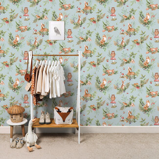 Dutch Wallcoverings Adventure Awaits - Forest Friends Duck Egg Blue