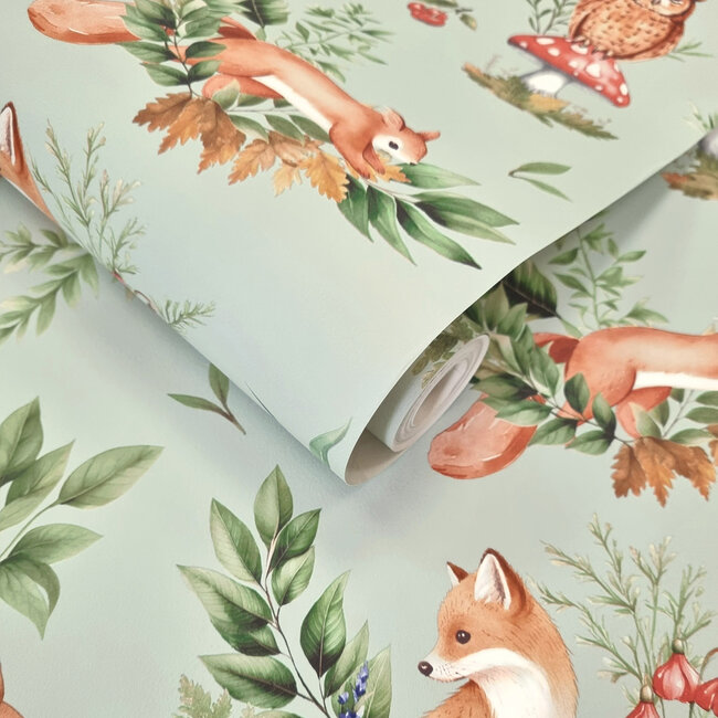 Dutch Wallcoverings Dutch Wallcoverings - Adventure Awaits - Forest Friends Sage - Sage - 14121