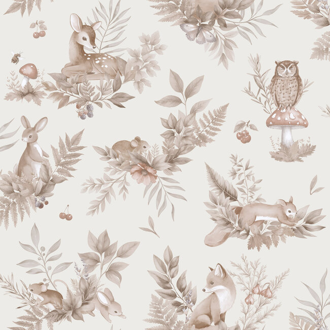 Dutch Wallcoverings Dutch Wallcoverings - Adventure Awaits - Forest Friends Neutral - Neutral - 14122