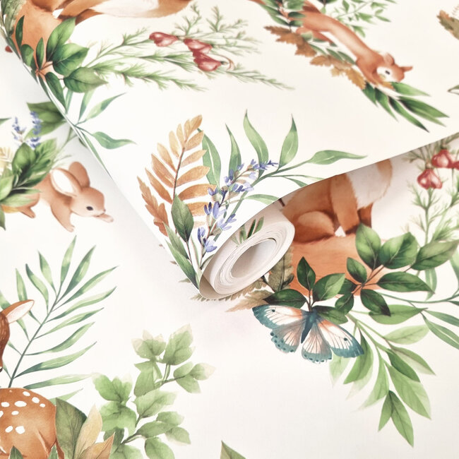 Dutch Wallcoverings Dutch Wallcoverings - Adventure Awaits - Forest Friends Cream/Multi - Cream/Multi - 14123