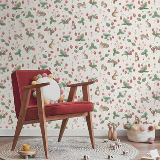 Dutch Wallcoverings Adventure Awaits - Bunnies & Berries Cream/Multi