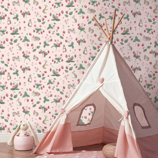 Dutch Wallcoverings Adventure Awaits - Bunnies & Berries Pink