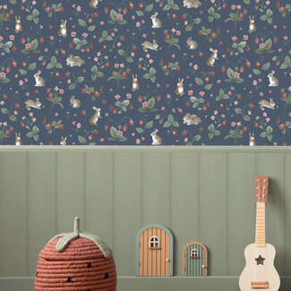 Dutch Wallcoverings Adventure Awaits - Bunnies & Berries Navy