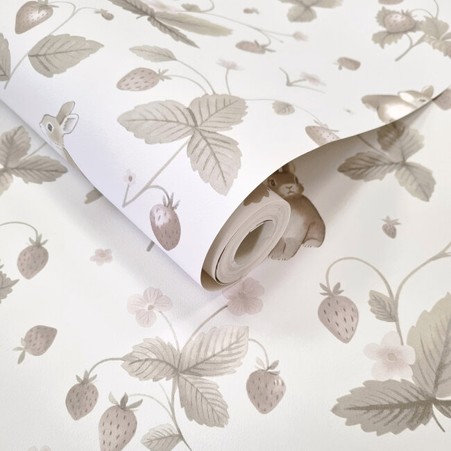 Dutch Wallcoverings Dutch Wallcoverings - Adventure Awaits - Bunnies & Berries Neutral - Neutral - 14143
