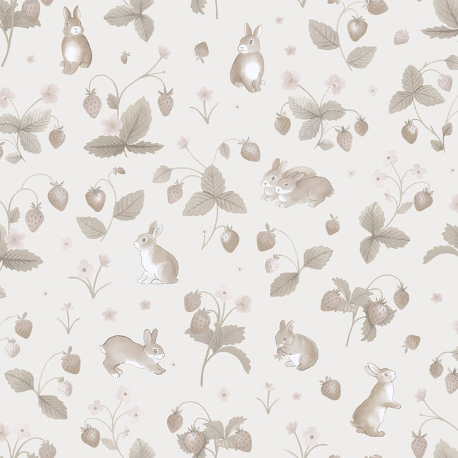 Dutch Wallcoverings Dutch Wallcoverings - Adventure Awaits - Bunnies & Berries Neutral - Neutral - 14143