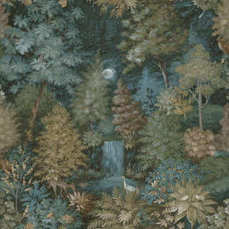 Dutch Wallcoverings Dutch Wallcoverings - Imaginarium 3 - Midnight Woods Teal/Yellow - Teal/Yellow - 14150