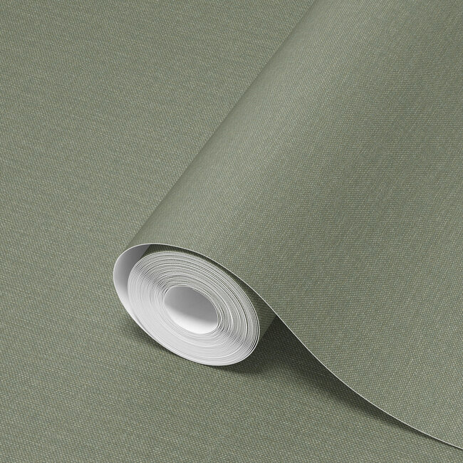 Dutch Wallcoverings Dutch Wallcoverings - Linen & Textures - uni groen - Vliesbehang - 10m x 53cm - LT10008