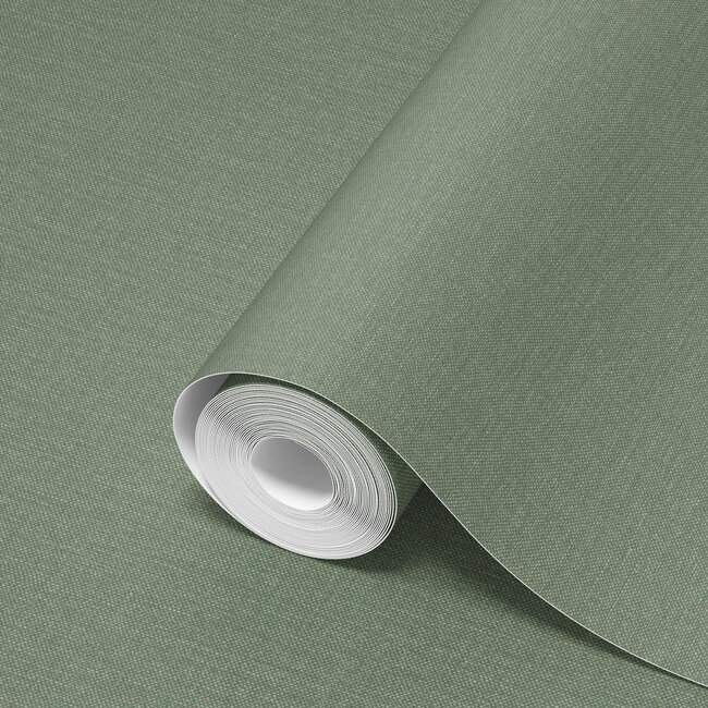 Dutch Wallcoverings Dutch Wallcoverings - Linen & Textures - uni groen - Vliesbehang - 10m x 53cm - LT10009