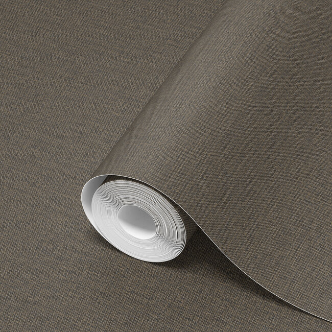 Dutch Wallcoverings Dutch Wallcoverings - Linen & Textures - uni zwart/goud - Vliesbehang - 10m x 53cm - LT10023
