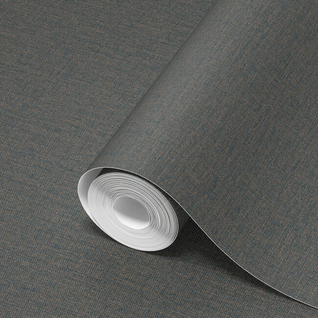 Dutch Wallcoverings Dutch Wallcoverings - Linen & Textures - uni blauw/goud - Vliesbehang - 10m x 53cm - LT10024
