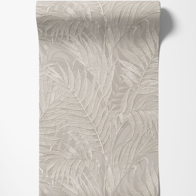 Dutch Wallcoverings Duch Wallcoverings - Grace Tropical palm leaf mink - vliesbehang - 10m x 53cm - GR322103