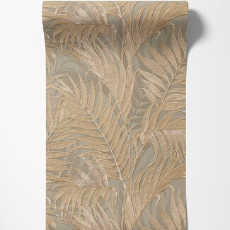 Dutch Wallcoverings Vliesbehang - Grace Tropical palm leaf green/gold - GR322105 Dutch Wallcoverings Vliesbehang - Grace Tropical palm leaf green/gold - GR322105