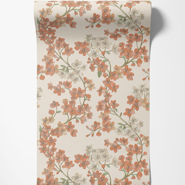 Dutch Wallcoverings Duch Wallcoverings - Grace Cherry blossom orange - vliesbehang - 10m x 53cm - GR322202