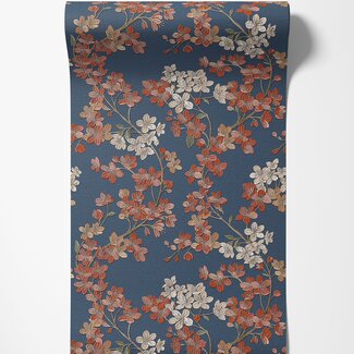 Dutch Wallcoverings Vliesbehang - Grace Cherry blossom blue/copper - GR322206 Dutch Wallcoverings Vliesbehang - Grace Cherry blossom blue/copper - GR322206