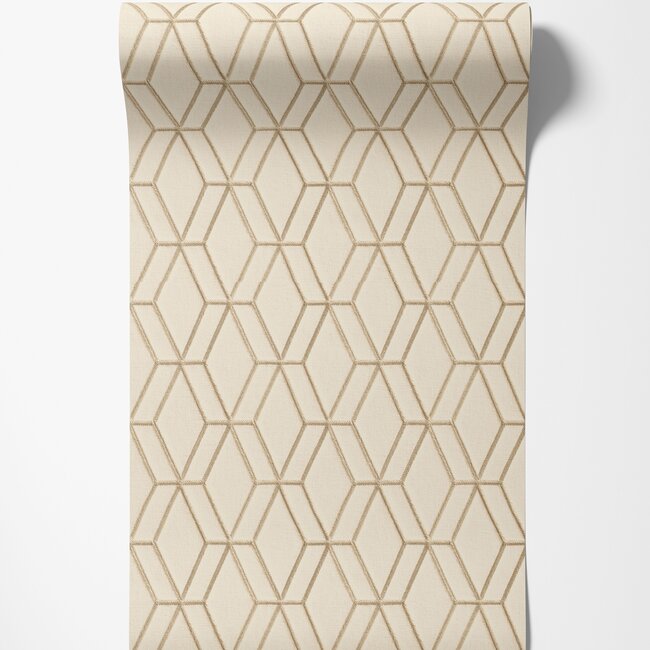 Dutch Wallcoverings Wallstitch hexagonal beige - vliesbehang - 10m x 53cm - DE120063