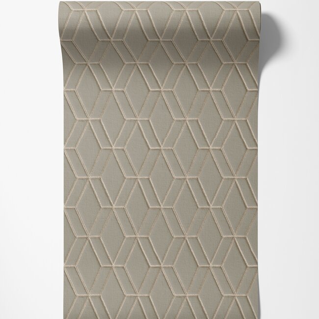 Dutch Wallcoverings Wallstitch hexagonal grey - vliesbehang - 10m x 53cm - DE120064
