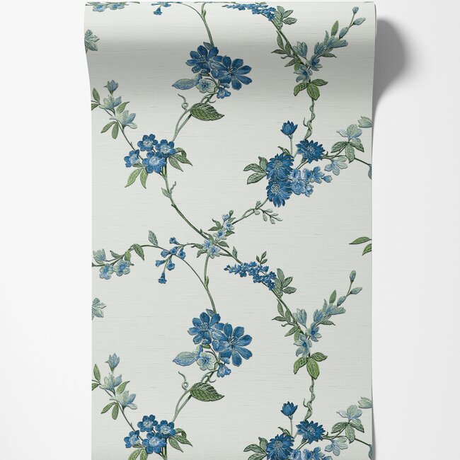 Dutch Wallcoverings Fabric Touch flower light blue - vliesbehang - 10mx53cm - FT221213