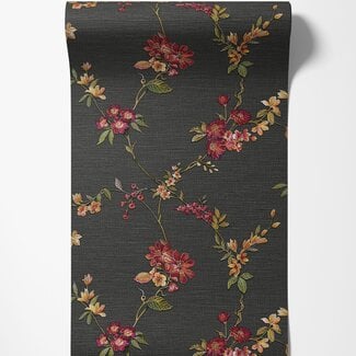 Dutch Wallcoverings Vliesbehang - Fabric Touch flower black - FT221214 Dutch Wallcoverings Vliesbehang - Fabric Touch flower black - FT221214