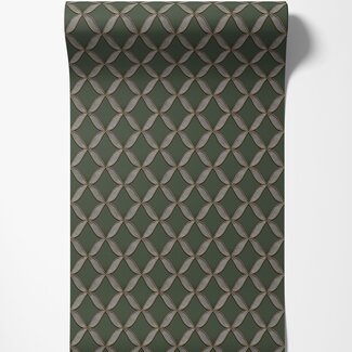 Dutch Wallcoverings Vliesbehang - Fabric Touch geometric dark green - FT221228