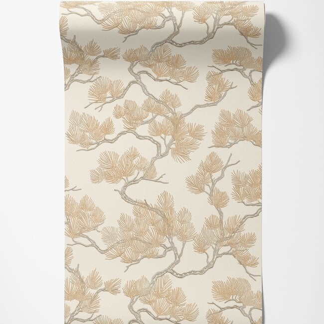 Dutch Wallcoverings Wall Fabric pine tree cream - vliesbehang - 10mx53cm - WF121012