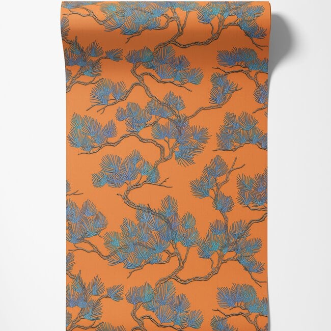 Dutch Wallcoverings Wall Fabric pine tree orange - vliesbehang - 10mx53cm - WF121016