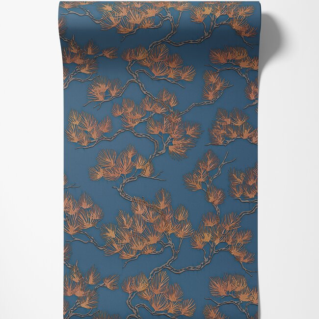 Dutch Wallcoverings Wall Fabric pine tree blue  - vliesbehang - 10mx53cm - WF121017