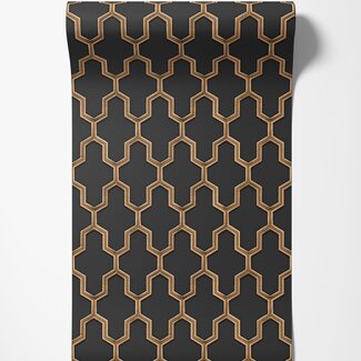 Dutch Wallcoverings Vliesbehang - Wall Fabric geometric black - WF121025