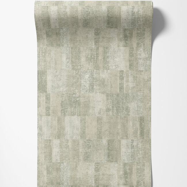 Dutch Wallcoverings Dutch Wallcoverings - Omura- Blocks Texture groen - Vliesbehang - 10m x 53cm - A69403