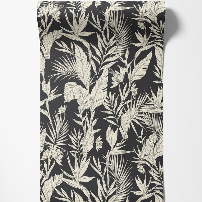 Dutch Wallcoverings Dutch Wallcoverings - Omura- Lucia Forest zwart - Vliesbehang - 10m x 53cm - A71103